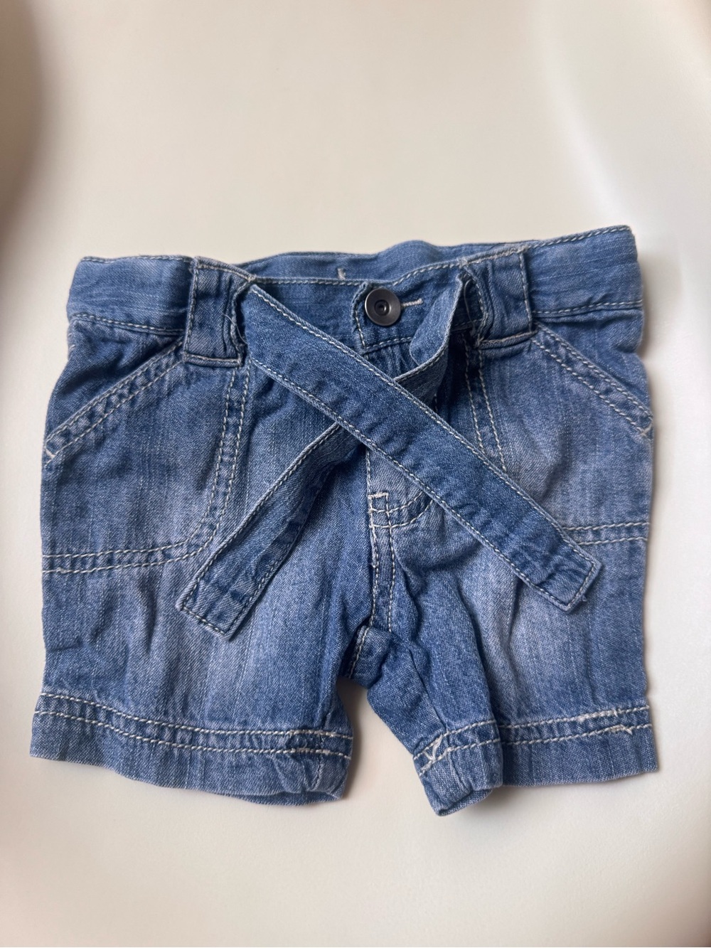 Cherokee Denim Tie-Waist Shorts in Blue